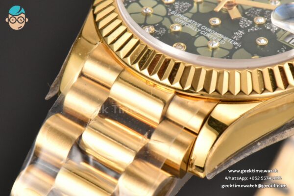 DateJust 31MM Ladies 904L YG WF Flowers Dial Oyster Bracelet A2671 - Image 8