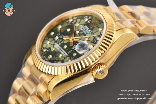 DateJust 31MM Ladies 904L YG WF Flowers Dial Oyster Bracelet A2671 - Image 9