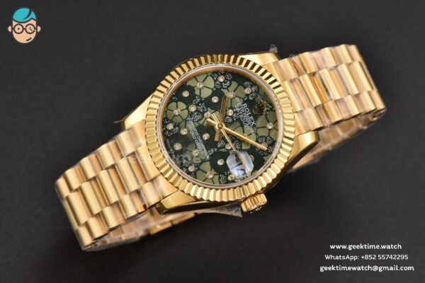 DateJust 31MM Ladies 904L YG WF Flowers Dial Oyster Bracelet A2671 - Image 13
