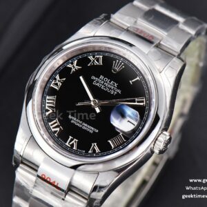 DateJust 36mm SS GMF Smooth Bezel Black Dial Roma Marker Oyster Bracelet VR3235
