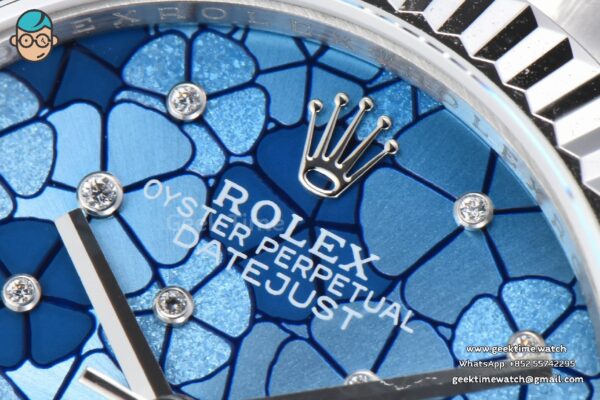 DateJust 31MM 904L GMF Fluted Bezel Blue Flowers Dial Oyster Bracelet A2824 - Image 4