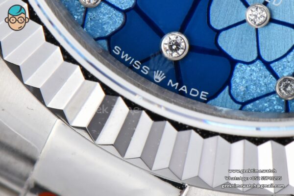 DateJust 31MM 904L GMF Fluted Bezel Blue Flowers Dial Oyster Bracelet A2824 - Image 7