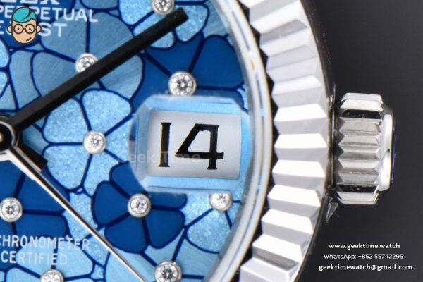 DateJust 31MM 904L GMF Fluted Bezel Blue Flowers Dial Oyster Bracelet A2824 - Image 8