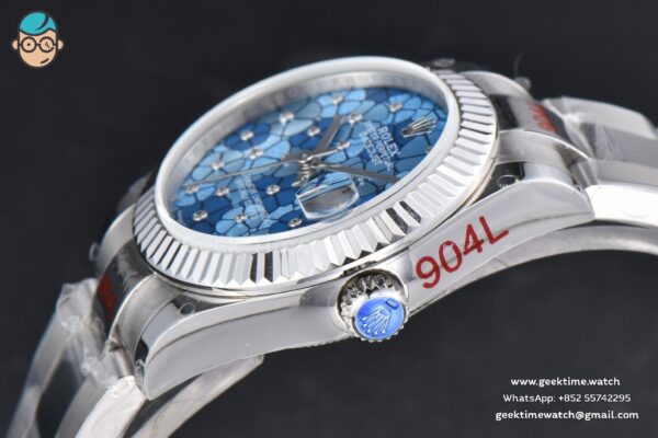DateJust 31MM 904L GMF Fluted Bezel Blue Flowers Dial Oyster Bracelet A2824 - Image 10