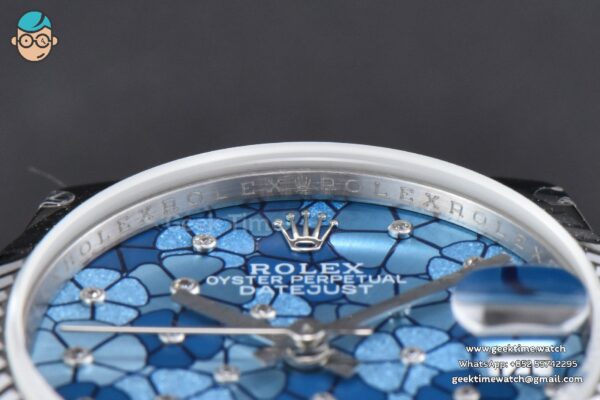 DateJust 31MM 904L GMF Fluted Bezel Blue Flowers Dial Oyster Bracelet A2824 - Image 12