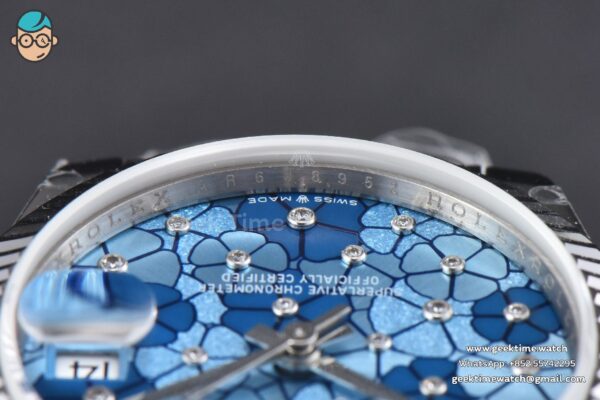 DateJust 31MM 904L GMF Fluted Bezel Blue Flowers Dial Oyster Bracelet A2824 - Image 13