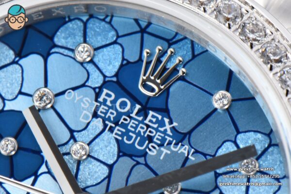 DateJust 31MM 904L GMF Diamond Bezel Blue Flowers Dial Oyster Bracelet A2824 - Image 4