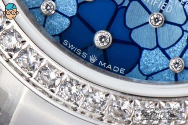 DateJust 31MM 904L GMF Diamond Bezel Blue Flowers Dial Oyster Bracelet A2824 - Image 6