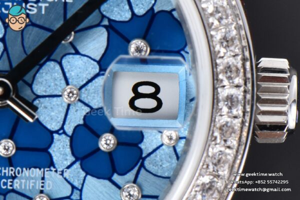 DateJust 31MM 904L GMF Diamond Bezel Blue Flowers Dial Oyster Bracelet A2824 - Image 7
