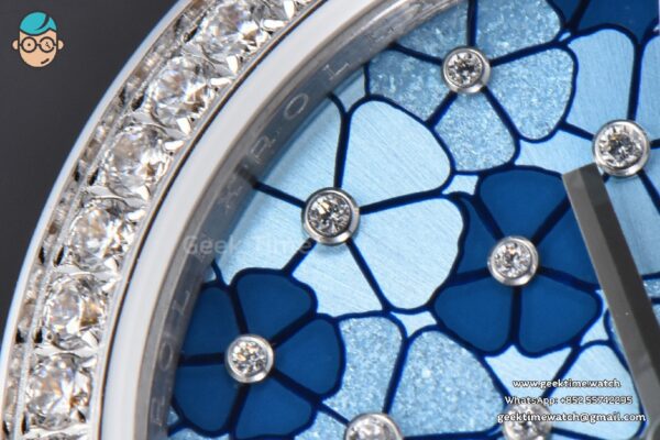 DateJust 31MM 904L GMF Diamond Bezel Blue Flowers Dial Oyster Bracelet A2824 - Image 8
