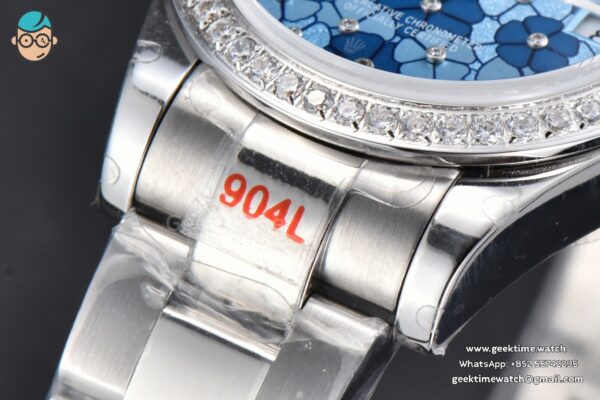 DateJust 31MM 904L GMF Diamond Bezel Blue Flowers Dial Oyster Bracelet A2824 - Image 9