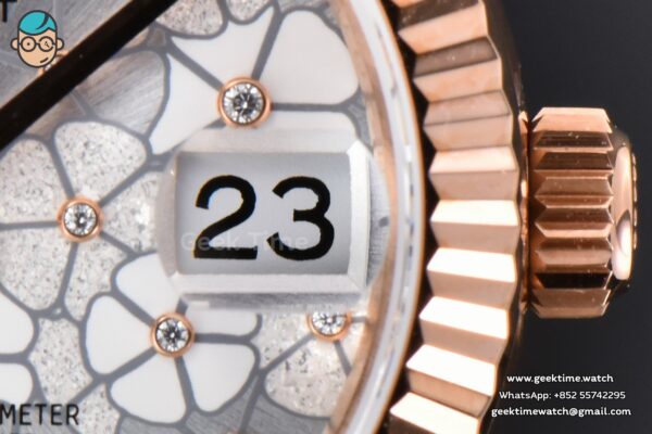 DateJust 31MM 904L RG GMF Fluted Bezel Silver Flowers Dial President Bracelet A2824 - Image 8