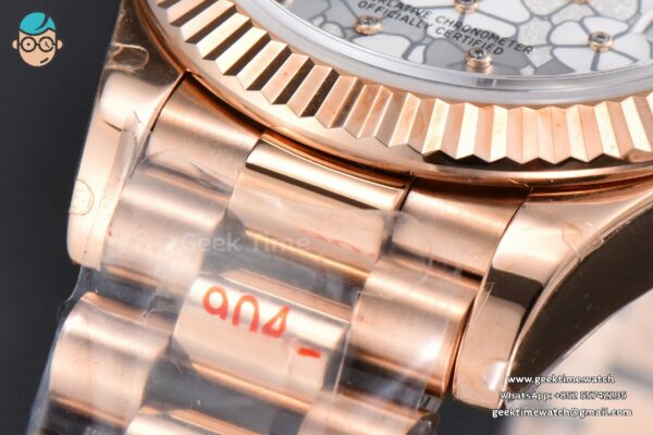 DateJust 31MM 904L RG GMF Fluted Bezel Silver Flowers Dial President Bracelet A2824 - Image 9