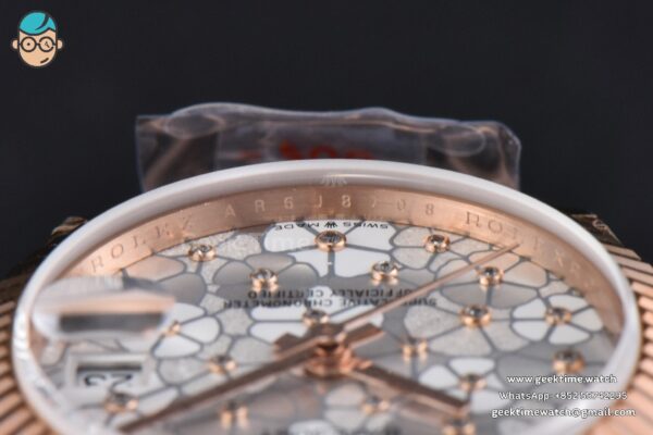 DateJust 31MM 904L RG GMF Fluted Bezel Silver Flowers Dial President Bracelet A2824 - Image 13