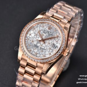 DateJust 31MM 904L RG GMF Diamond Bezel Silver Flowers Dial President Bracelet A2824