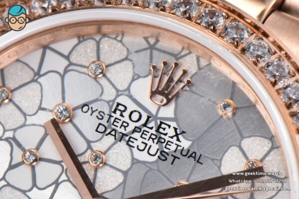 DateJust 31MM 904L RG GMF Diamond Bezel Silver Flowers Dial President Bracelet A2824 - Image 4