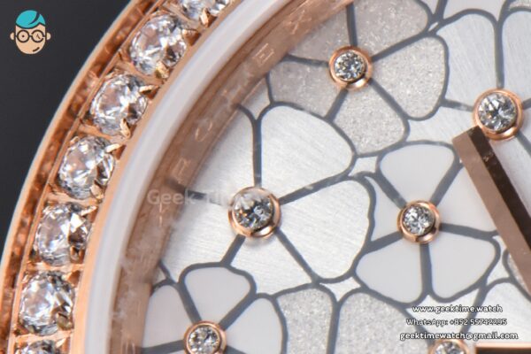 DateJust 31MM 904L RG GMF Diamond Bezel Silver Flowers Dial President Bracelet A2824 - Image 5