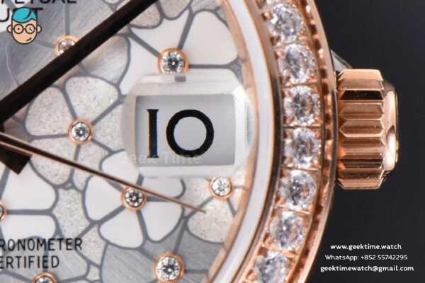 DateJust 31MM 904L RG GMF Diamond Bezel Silver Flowers Dial President Bracelet A2824 - Image 8