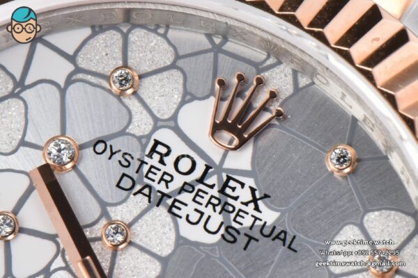 DateJust 31MM 904L RG/SS GMF Fluted Bezel Silver Flowers Dial Oyster Bracelet A2824 - Image 4