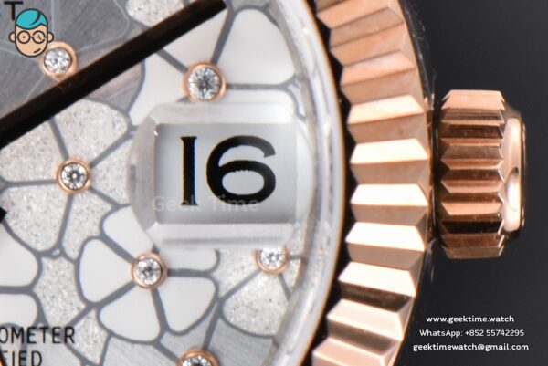 DateJust 31MM 904L RG/SS GMF Fluted Bezel Silver Flowers Dial Oyster Bracelet A2824 - Image 8