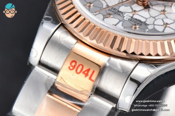 DateJust 31MM 904L RG/SS GMF Fluted Bezel Silver Flowers Dial Oyster Bracelet A2824 - Image 9