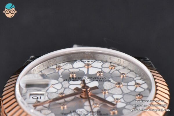DateJust 31MM 904L RG/SS GMF Fluted Bezel Silver Flowers Dial Oyster Bracelet A2824 - Image 13