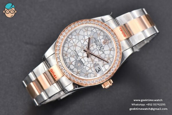 DateJust 31MM 904L RG/SS GMF Diamond Bezel Silver Flowers Dial Jubilee Bracelet A2824 - Image 3