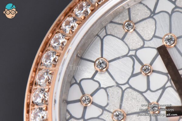 DateJust 31MM 904L RG/SS GMF Diamond Bezel Silver Flowers Dial Jubilee Bracelet A2824 - Image 5
