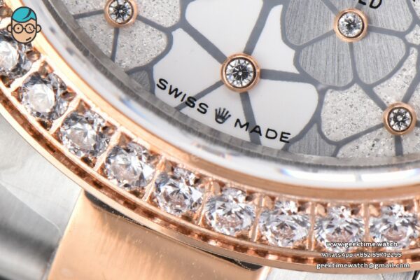 DateJust 31MM 904L RG/SS GMF Diamond Bezel Silver Flowers Dial Jubilee Bracelet A2824 - Image 7