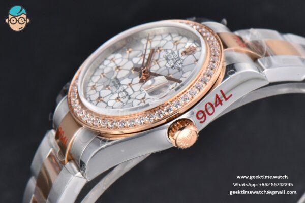 DateJust 31MM 904L RG/SS GMF Diamond Bezel Silver Flowers Dial Jubilee Bracelet A2824 - Image 10
