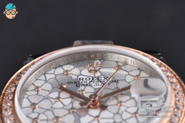 DateJust 31MM 904L RG/SS GMF Diamond Bezel Silver Flowers Dial Jubilee Bracelet A2824 - Image 12