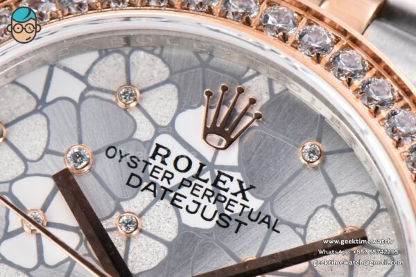 DateJust 31MM 904L RG/SS GMF Diamond Bezel Silver Flowers Dial Jubilee Bracelet A2824 - Image 4
