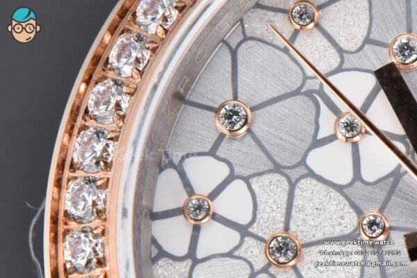 DateJust 31MM 904L RG/SS GMF Diamond Bezel Silver Flowers Dial Jubilee Bracelet A2824 - Image 5