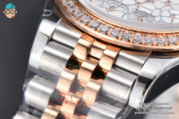 DateJust 31MM 904L RG/SS GMF Diamond Bezel Silver Flowers Dial Jubilee Bracelet A2824 - Image 9