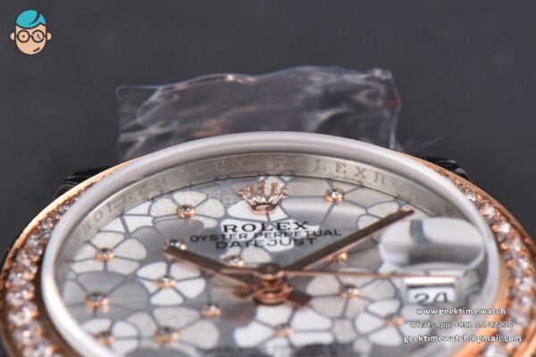 DateJust 31MM 904L RG/SS GMF Diamond Bezel Silver Flowers Dial Jubilee Bracelet A2824 - Image 12