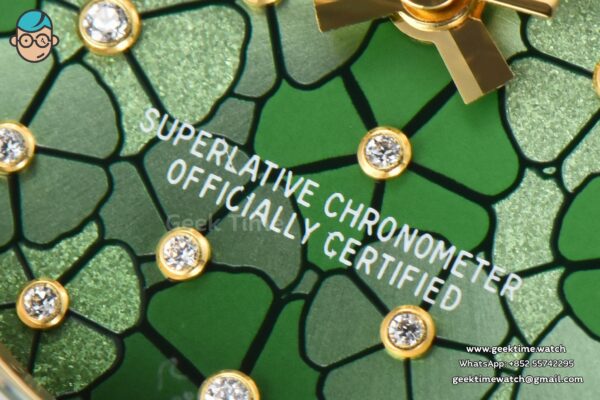 DateJust 31MM 904L YG GMF Diamond Bezel Green Flowers Dial President Bracelet A2824 - Image 6
