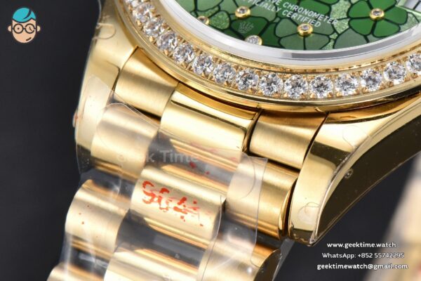 DateJust 31MM 904L YG GMF Diamond Bezel Green Flowers Dial President Bracelet A2824 - Image 9