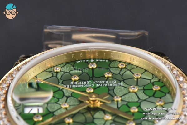 DateJust 31MM 904L YG GMF Diamond Bezel Green Flowers Dial President Bracelet A2824 - Image 13