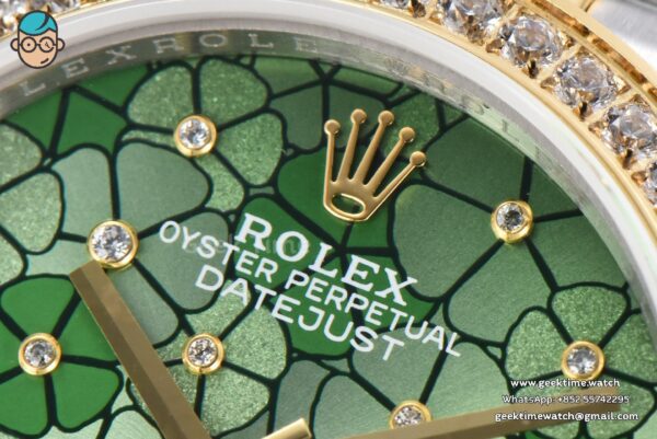 DateJust 31MM 904L YG GMF Diamond Bezel Green Flowers Dial Jubilee Bracelet A2824 - Image 3