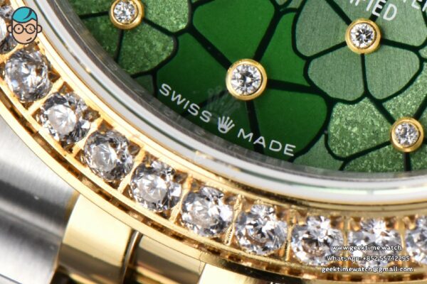DateJust 31MM 904L YG GMF Diamond Bezel Green Flowers Dial Jubilee Bracelet A2824 - Image 6