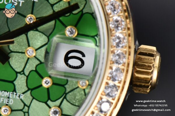 DateJust 31MM 904L YG GMF Diamond Bezel Green Flowers Dial Jubilee Bracelet A2824 - Image 7