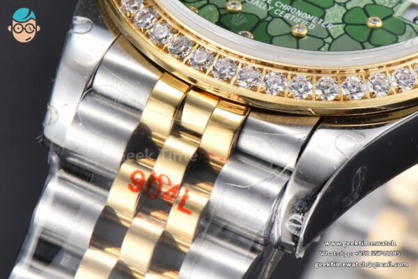 DateJust 31MM 904L YG GMF Diamond Bezel Green Flowers Dial Jubilee Bracelet A2824 - Image 8