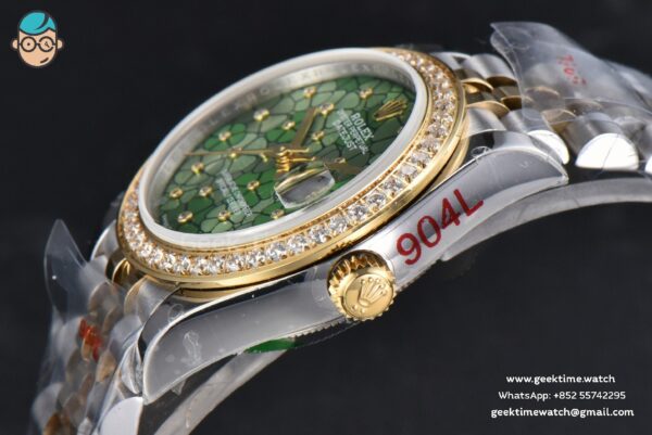 DateJust 31MM 904L YG GMF Diamond Bezel Green Flowers Dial Jubilee Bracelet A2824 - Image 9