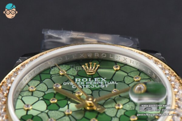 DateJust 31MM 904L YG GMF Diamond Bezel Green Flowers Dial Jubilee Bracelet A2824 - Image 11