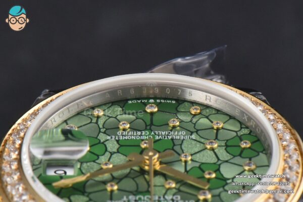 DateJust 31MM 904L YG GMF Diamond Bezel Green Flowers Dial Jubilee Bracelet A2824 - Image 12