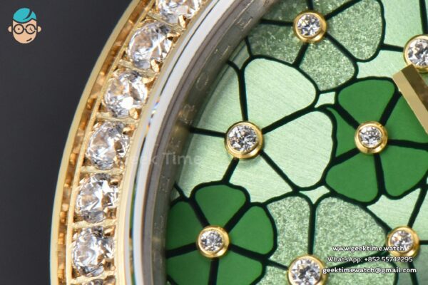 DateJust 31MM 904L YG GMF Diamond Bezel Green Flowers Dial Oyster Bracelet A2824 - Image 4