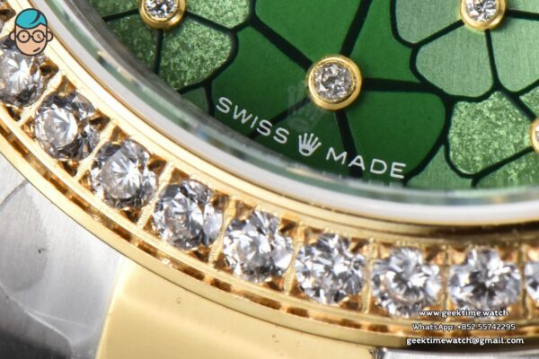 DateJust 31MM 904L YG GMF Diamond Bezel Green Flowers Dial Oyster Bracelet A2824 - Image 6