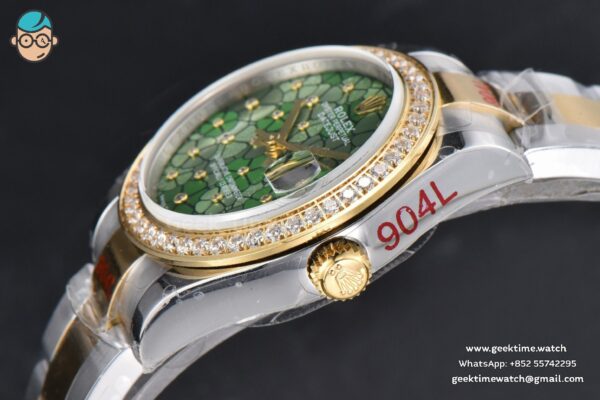 DateJust 31MM 904L YG GMF Diamond Bezel Green Flowers Dial Oyster Bracelet A2824 - Image 9