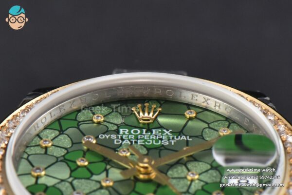 DateJust 31MM 904L YG GMF Diamond Bezel Green Flowers Dial Oyster Bracelet A2824 - Image 11
