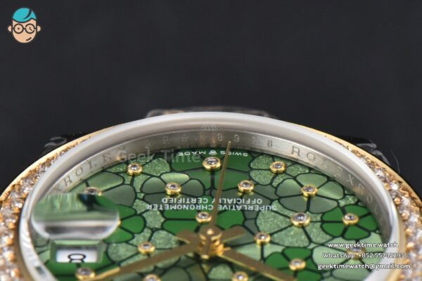 DateJust 31MM 904L YG GMF Diamond Bezel Green Flowers Dial Oyster Bracelet A2824 - Image 12